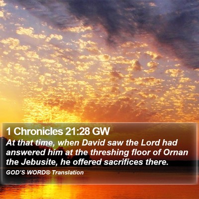 1 Chronicles 21:28 GW Bible Verse Image