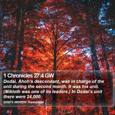 1 Chronicles 27:4 GW Bible Verse Image