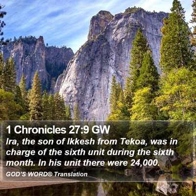 1 Chronicles 27:9 GW Bible Verse Image