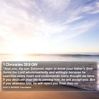 1 Chronicles 28:9 GW Bible Verse Image