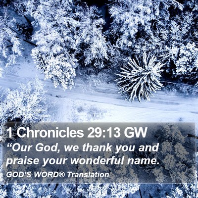 1 Chronicles 29:13 GW Bible Verse Image