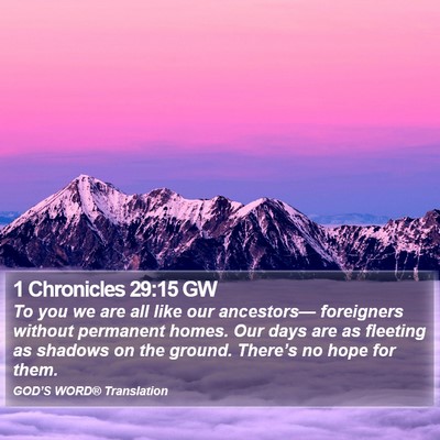 1 Chronicles 29:15 GW Bible Verse Image