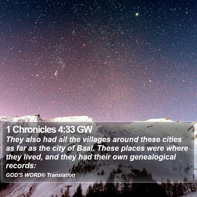 1 Chronicles 4:33 GW Bible Verse Image