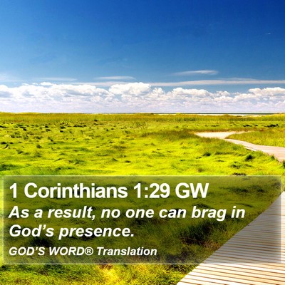 1 Corinthians 1:29 GW Bible Verse Image