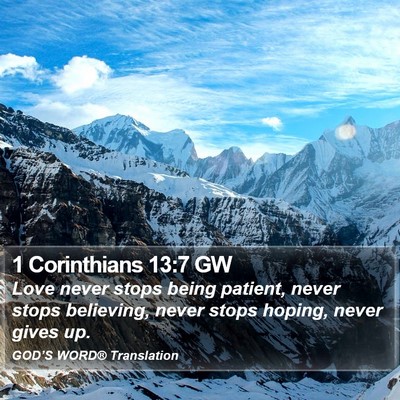 1 Corinthians 13:7 GW Bible Verse Image