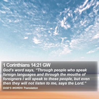 1 Corinthians 14:21 GW Bible Verse Image