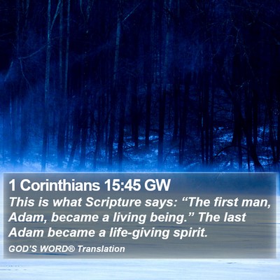 1 Corinthians 15:45 GW Bible Verse Image