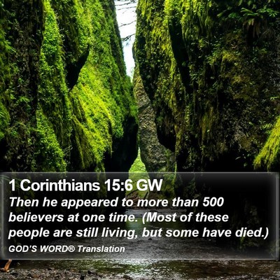 1 Corinthians 15:6 GW Bible Verse Image