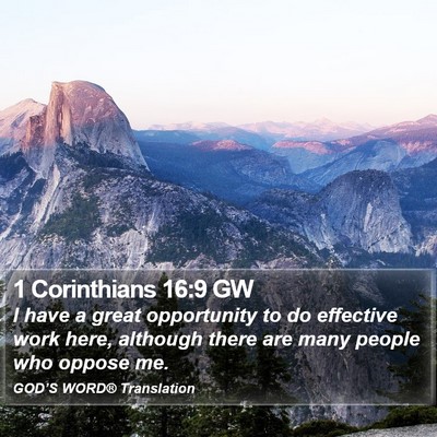 1 Corinthians 16:9 GW Bible Verse Image