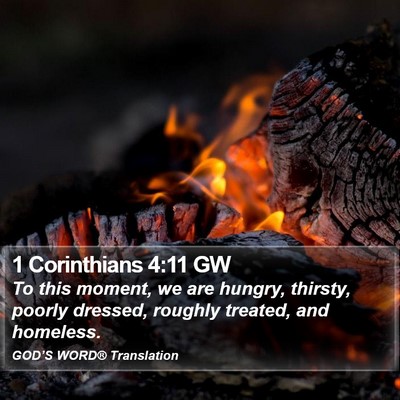 1 Corinthians 4:11 GW Bible Verse Image