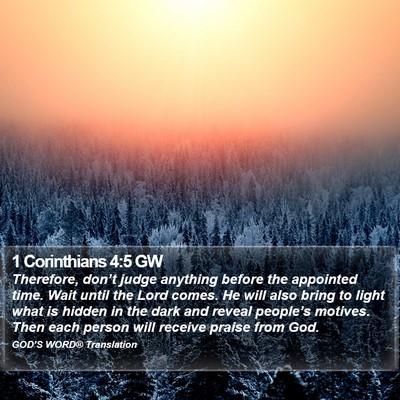 1 Corinthians 4:5 GW Bible Verse Image