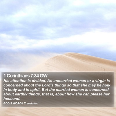 1 Corinthians 7:34 GW Bible Verse Image