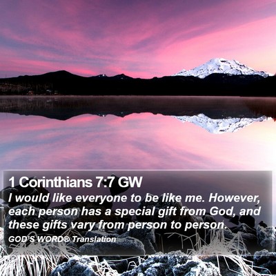 1 Corinthians 7:7 GW Bible Verse Image