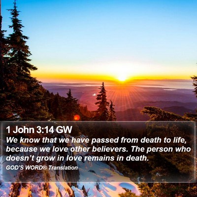 1 John 3:14 GW Bible Verse Image
