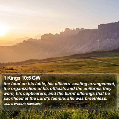 1 Kings 10:5 GW Bible Verse Image