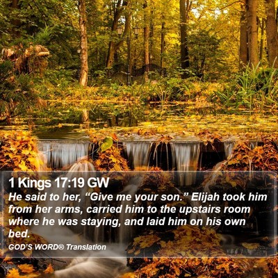 1 Kings 17:19 GW Bible Verse Image