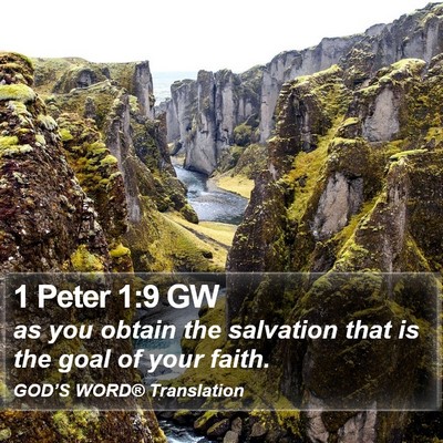 1 Peter 1:9 GW Bible Verse Image