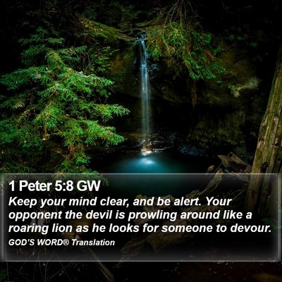 1 Peter 5:8 GW Bible Verse Image
