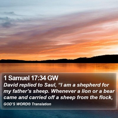 1 Samuel 17:34 GW Bible Verse Image