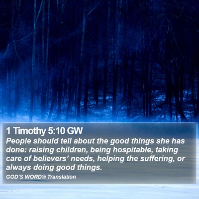 1 Timothy 5:10 GW Bible Verse Image