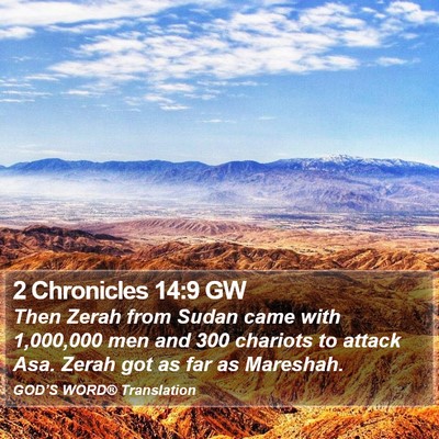 2 Chronicles 14:9 GW Bible Verse Image