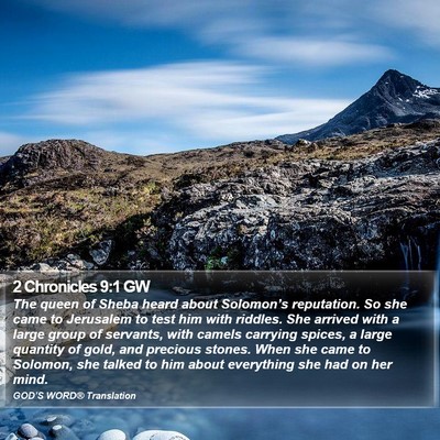 2 Chronicles 9:1 GW Bible Verse Image
