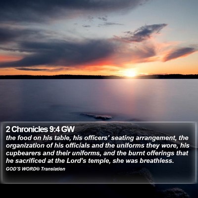 2 Chronicles 9:4 GW Bible Verse Image