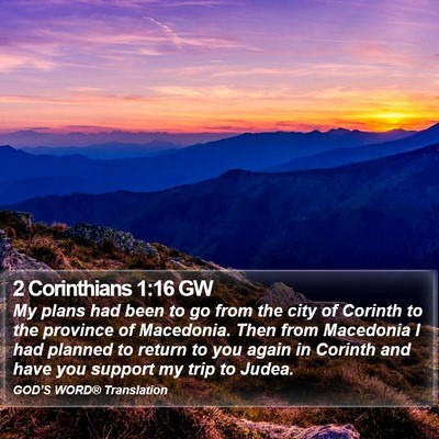 2 Corinthians 1:16 GW Bible Verse Image