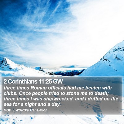 2 Corinthians 11:25 GW Bible Verse Image