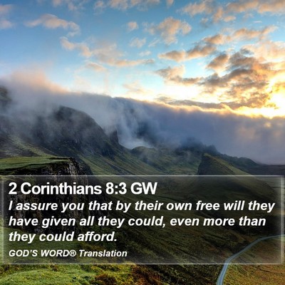 2 Corinthians 8:3 GW Bible Verse Image
