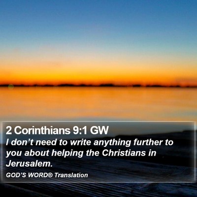 2 Corinthians 9:1 GW Bible Verse Image