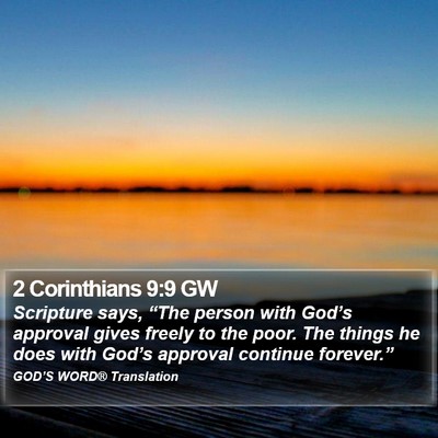 2 Corinthians 9:9 GW Bible Verse Image