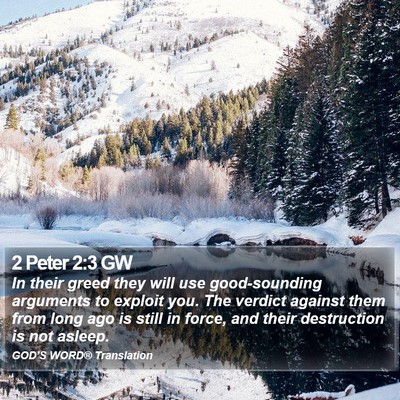 2 Peter 2:3 GW Bible Verse Image