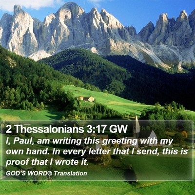 2 Thessalonians 3:17 GW Bible Verse Image