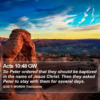 Acts 10:48 GW Bible Verse Image