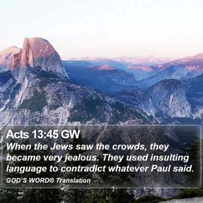 Acts 13:45 GW Bible Verse Image