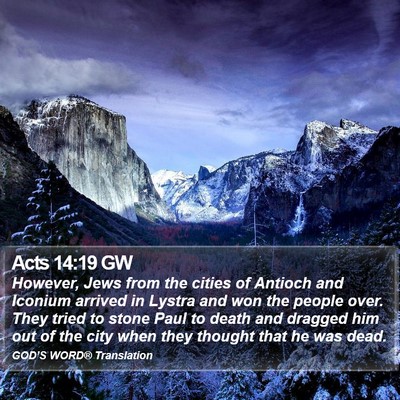 Acts 14:19 GW Bible Verse Image