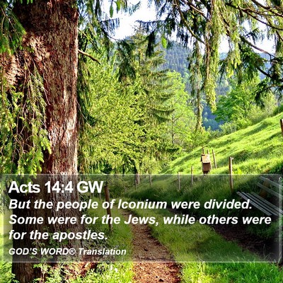 Acts 14:4 GW Bible Verse Image