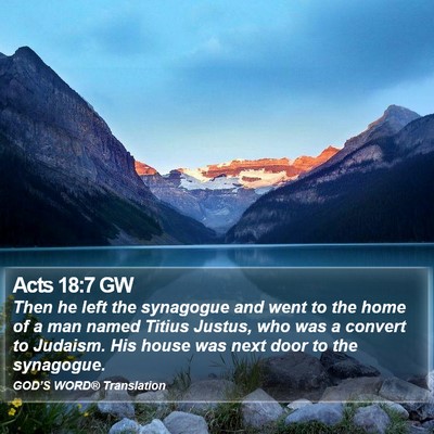 Acts 18:7 GW Bible Verse Image