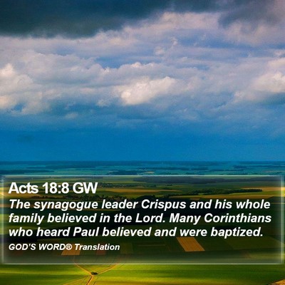 Acts 18:8 GW Bible Verse Image