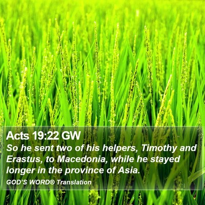 Acts 19:22 GW Bible Verse Image