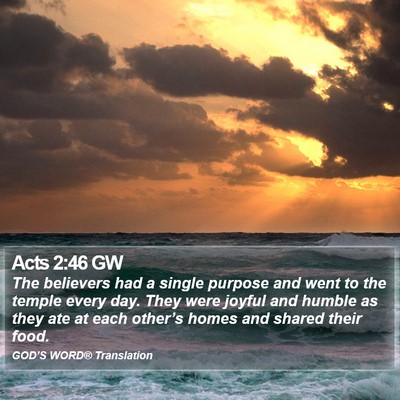 Acts 2:46 GW Bible Verse Image