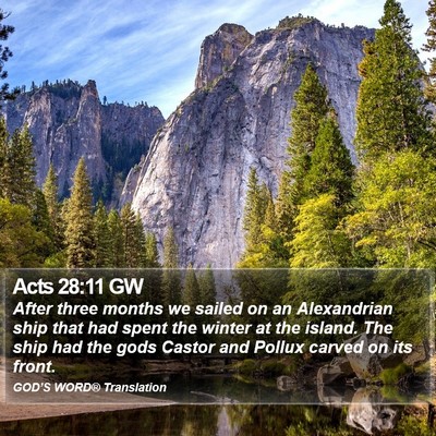 Acts 28:11 GW Bible Verse Image