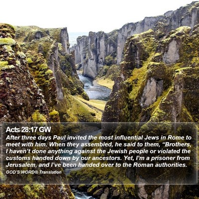 Acts 28:17 GW Bible Verse Image