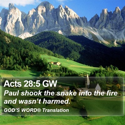 Acts 28:5 GW Bible Verse Image