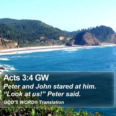 Acts 3:4 GW Bible Verse Image
