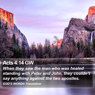 Acts 4:14 GW Bible Verse Image