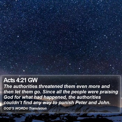 Acts 4:21 GW Bible Verse Image