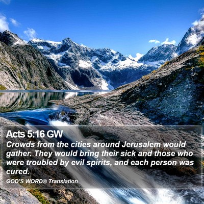 Acts 5:16 GW Bible Verse Image