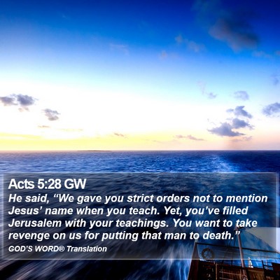 Acts 5:28 GW Bible Verse Image
